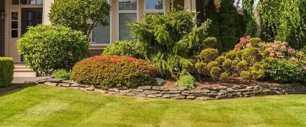 Landscaping with small stone wall and plantings - Farrell’s Lawn And Garden Center