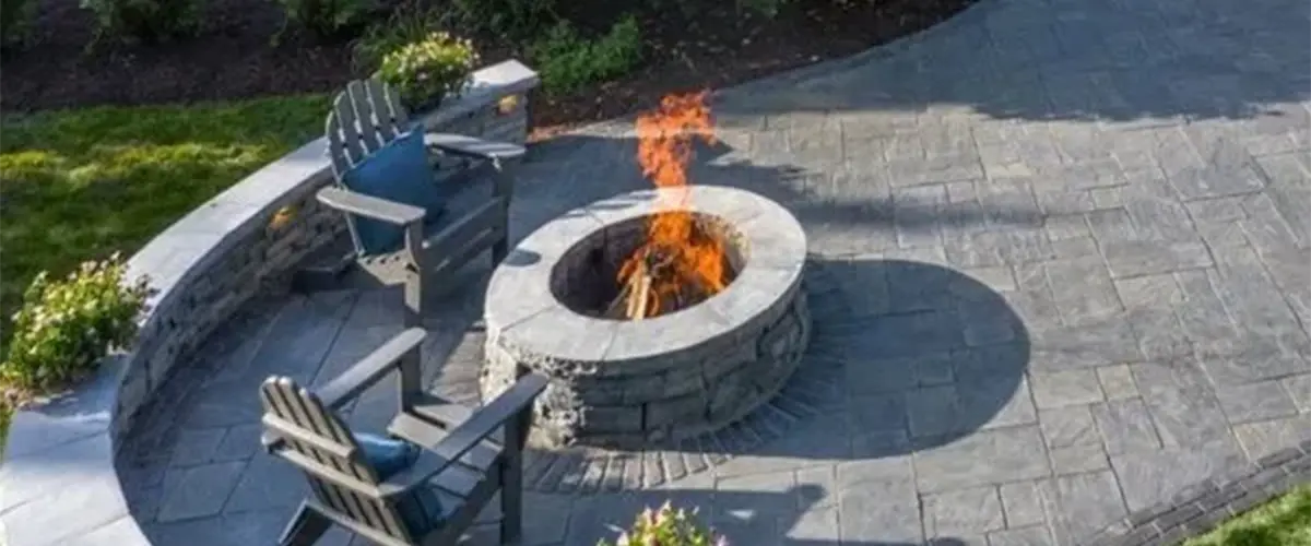 Large patio with fire pit