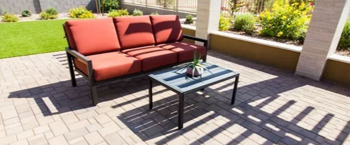 Paver patio with furniture and pergola