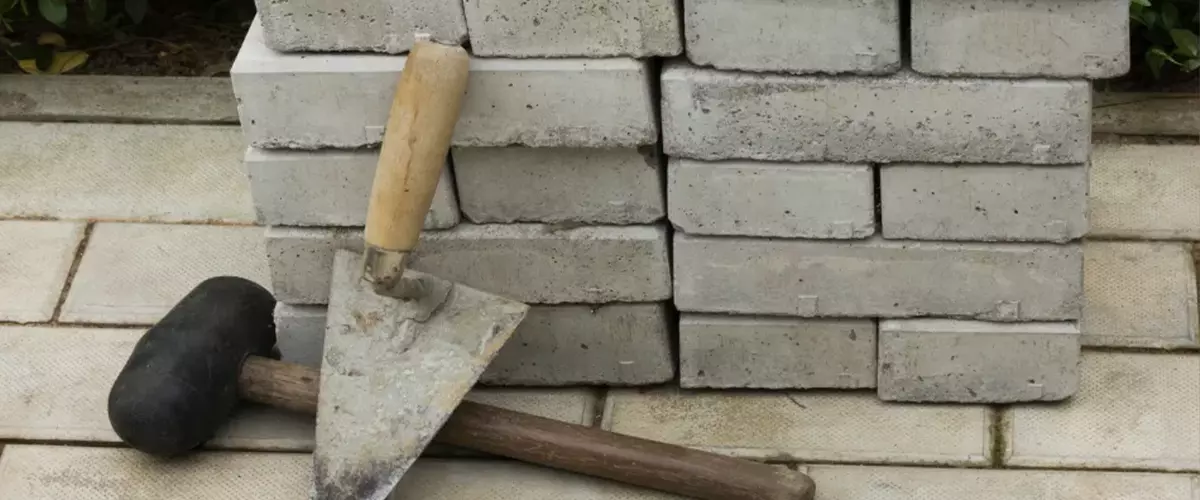 Stack of extra patio paver blocks