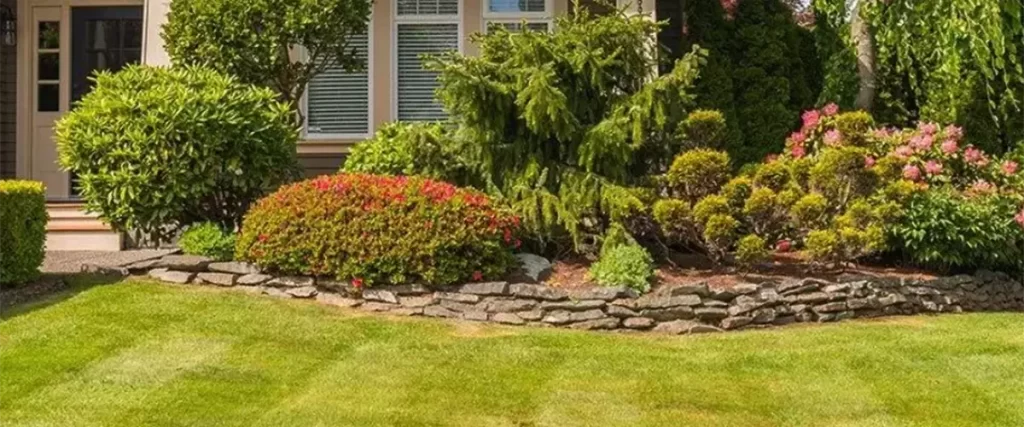 Beautiful landscaping cost in front of a house