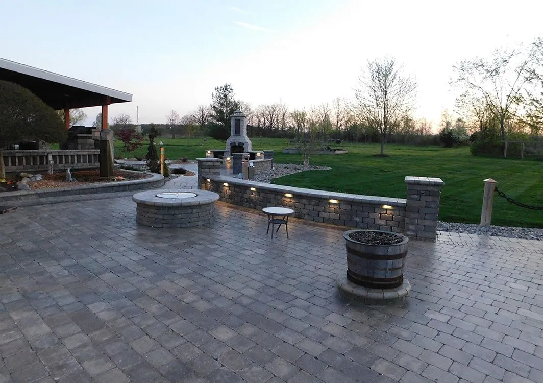paver patio landscape designer in bryan garden landscaping in bryan ohio fireplace lights