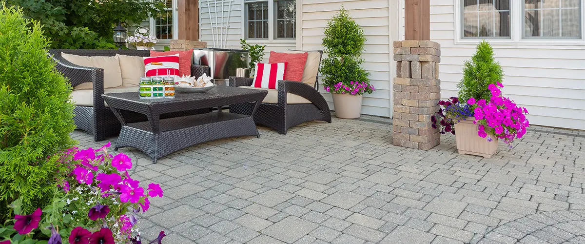 paver patio with outdoor furniture