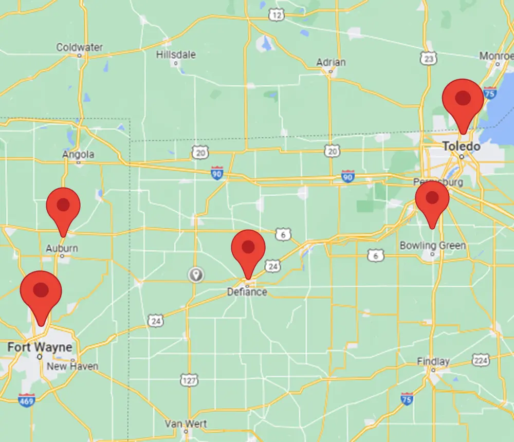 Service areas of Farrell's Lawn & Garden Center