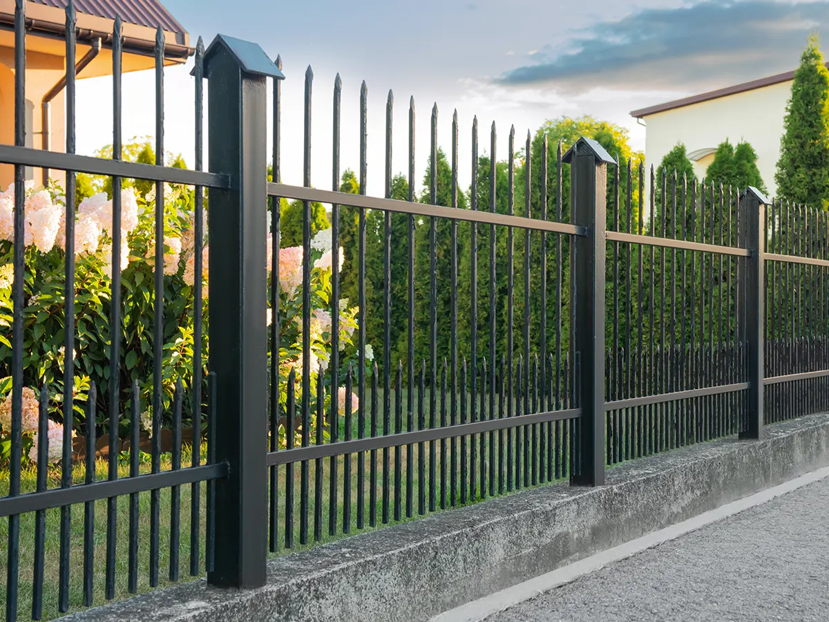 black steel fence installation