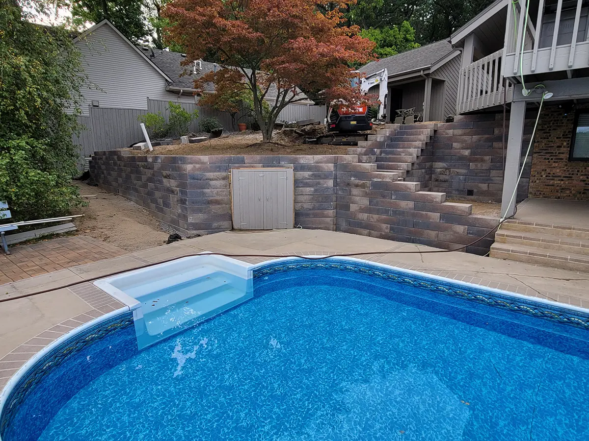 hardscaping after pool