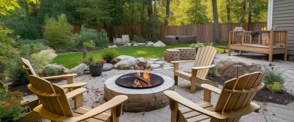 Backyard fire pit relax