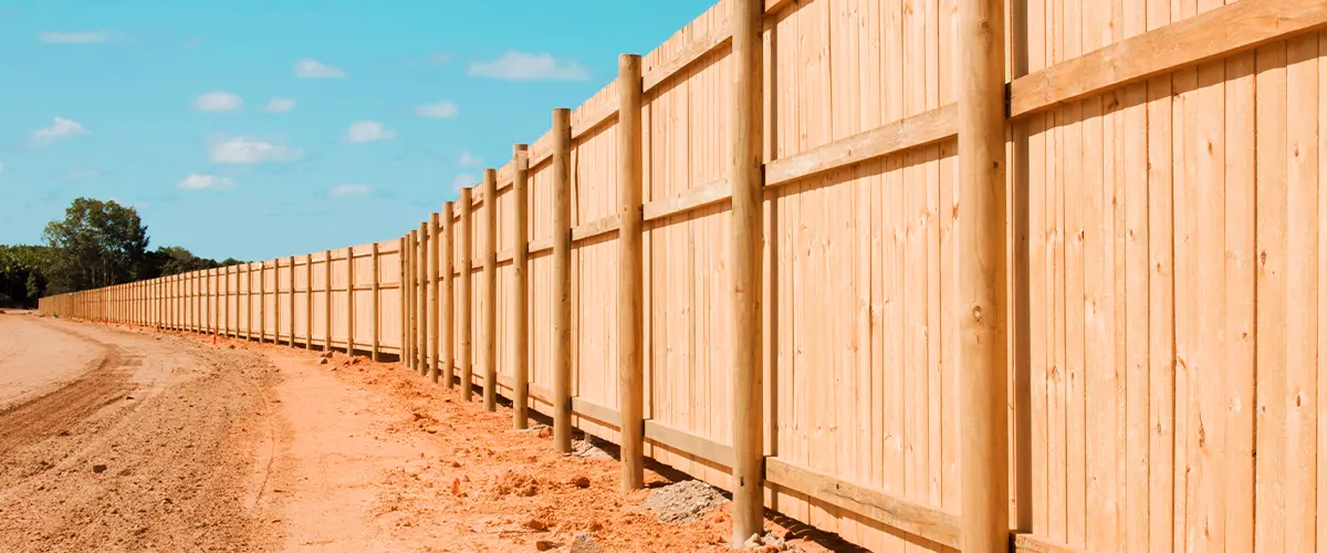 Wide View Of New Wood Fence Installed By Farrell's Landscaping