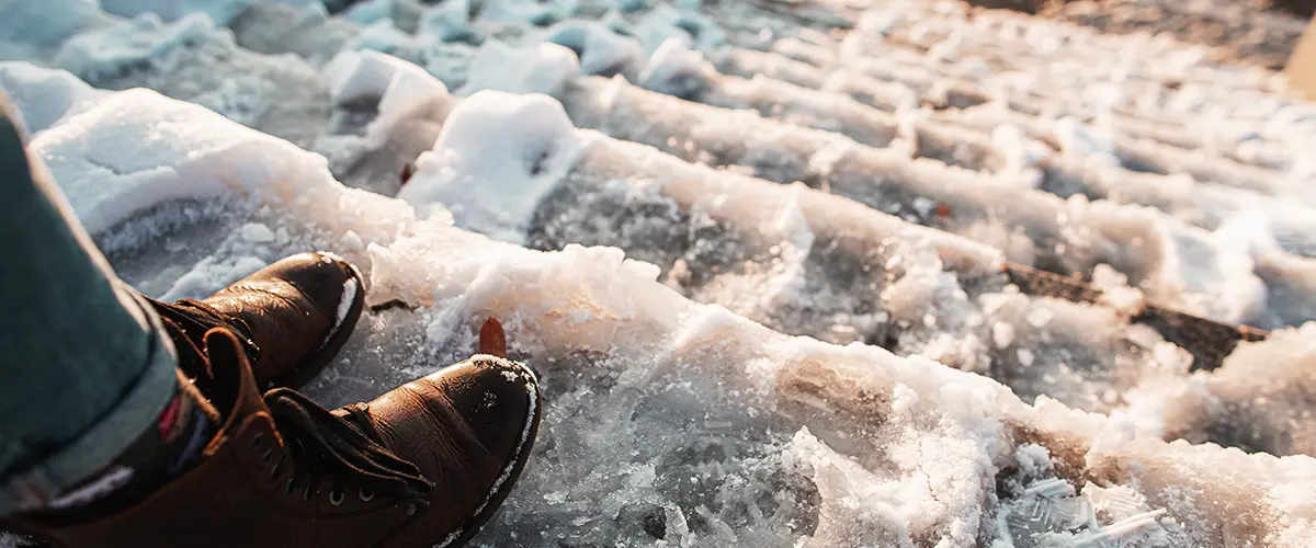 Feet Facing Frozen Downsteps