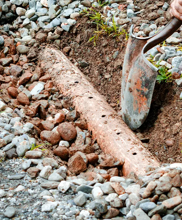 Man Digging Installing French Drain in Ohio