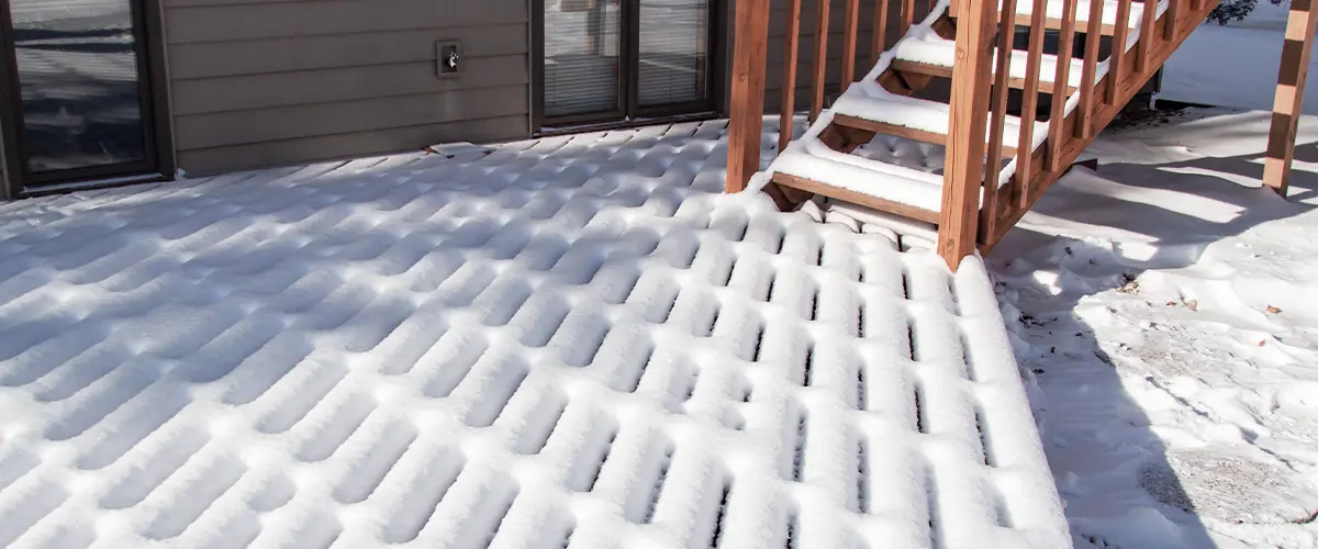 Ohio Deck With Steps Covered In Snow