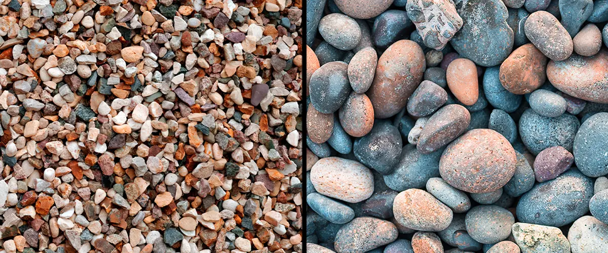 Pea Gravel Vs River Rock Comparison Split